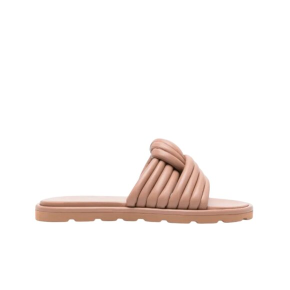 Gianvito Rossi Ottavia Leather Slides Sandals Womens 41.5 11.5 Beige Tan Leather - Picture 12 of 12